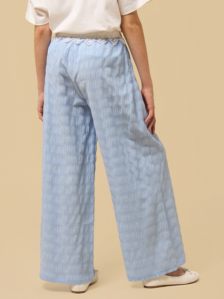 Gingham Checked Wide Leg Pants