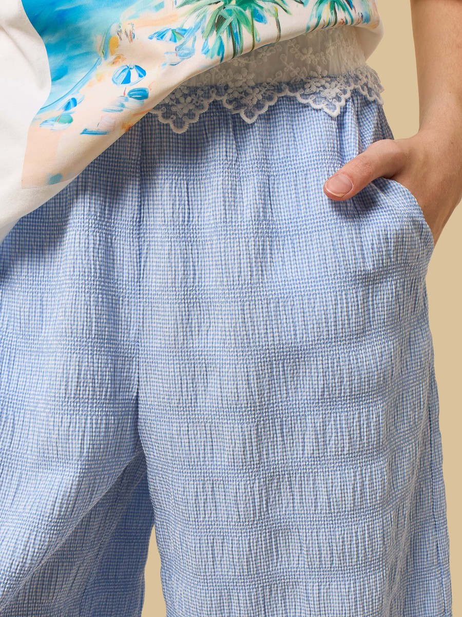 Gingham Checked Wide Leg Pants