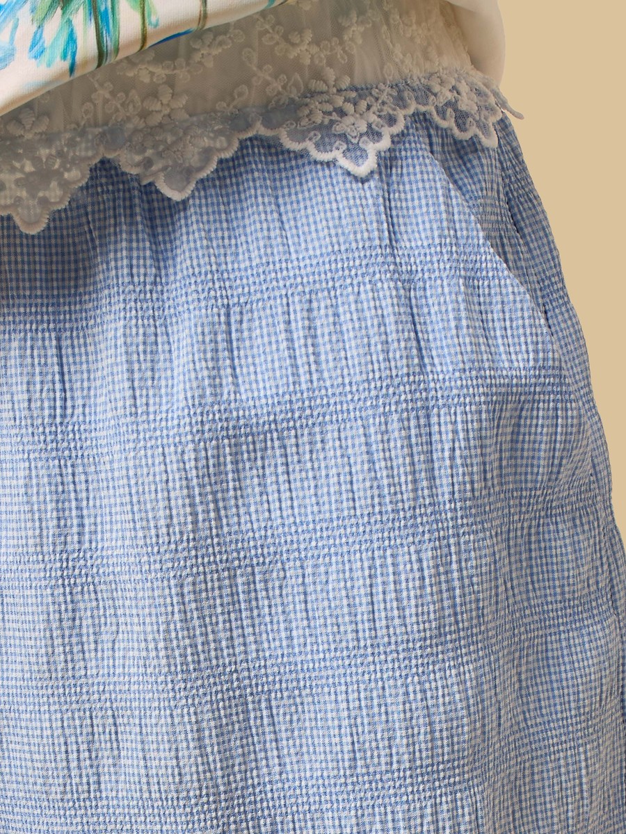 Gingham Checked Wide Leg Pants