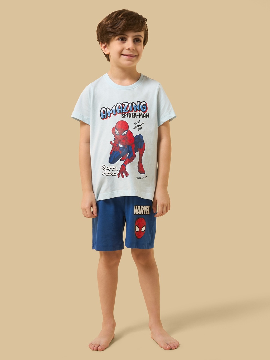 Pack of 2 - Spider-Man Print Cotton Shorts Set