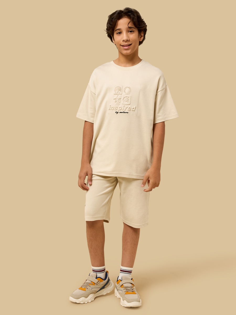 Embossed Cotton T-Shirt and Shorts Set