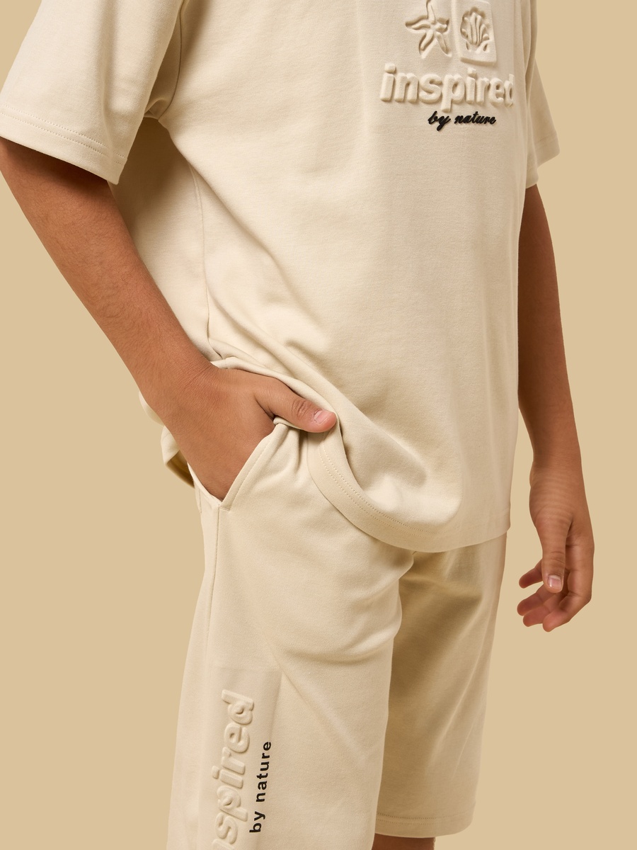 Embossed Cotton T-Shirt and Shorts Set
