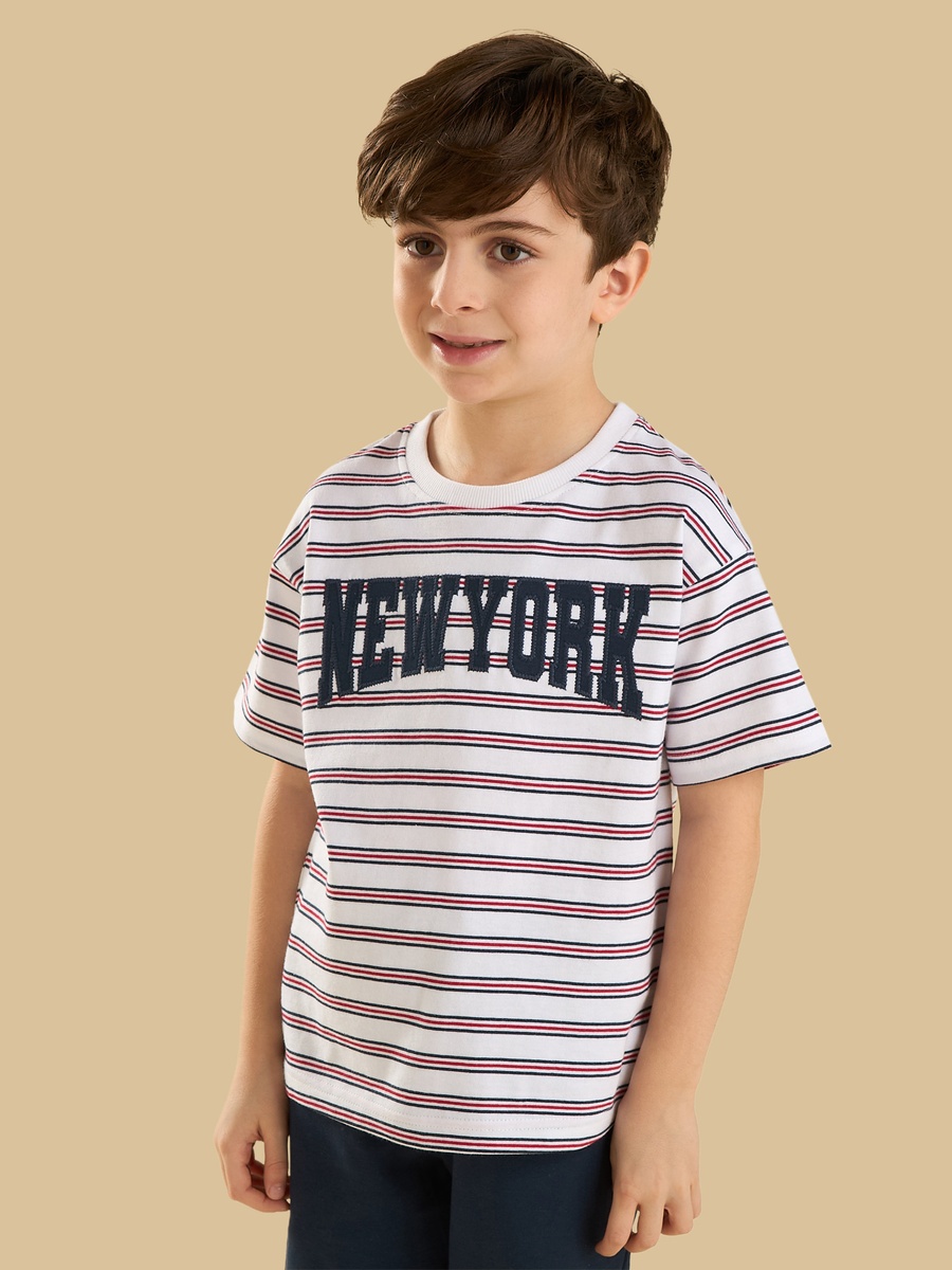 New York Embroidered Cotton T-Shirt and Shorts Set