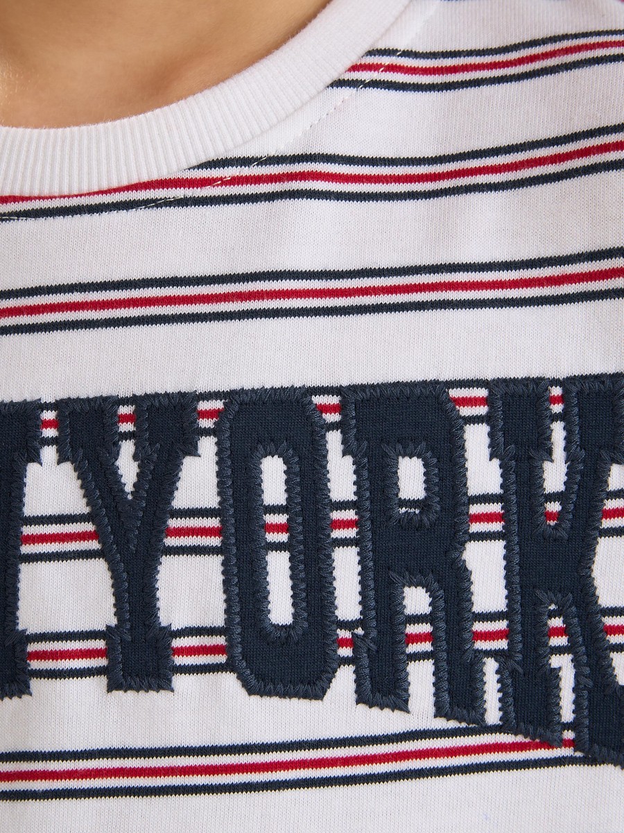 New York Embroidered Cotton T-Shirt and Shorts Set
