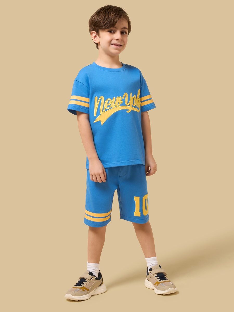 New York Applique Cotton T-Shirt and Shorts Set