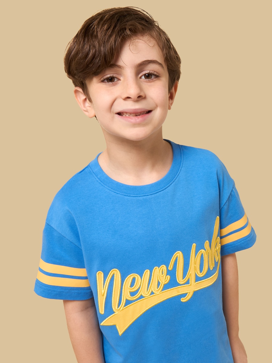 New York Applique Cotton T-Shirt and Shorts Set