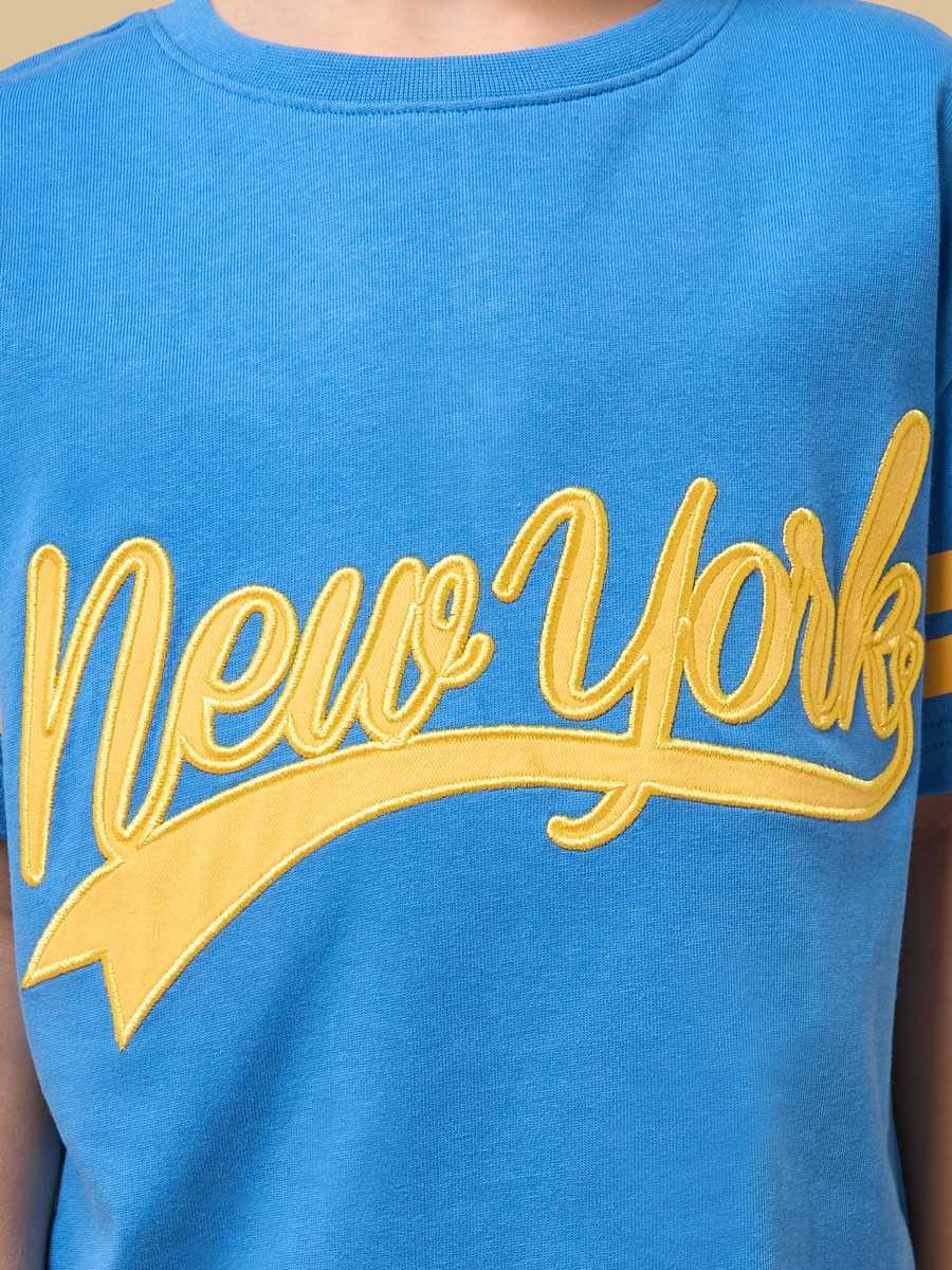 New York Applique Cotton T-Shirt and Shorts Set