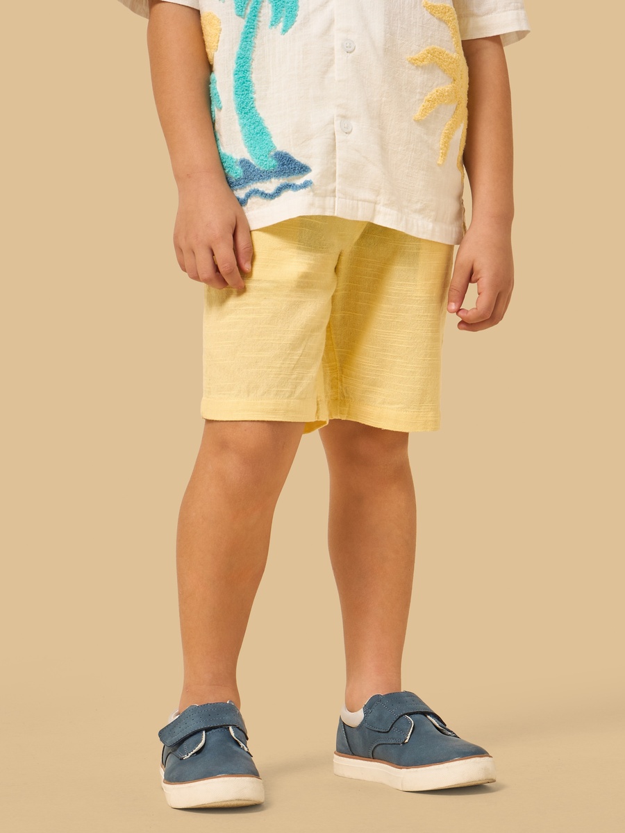 Towel Embroidered Cotton Shirt and Shorts Set