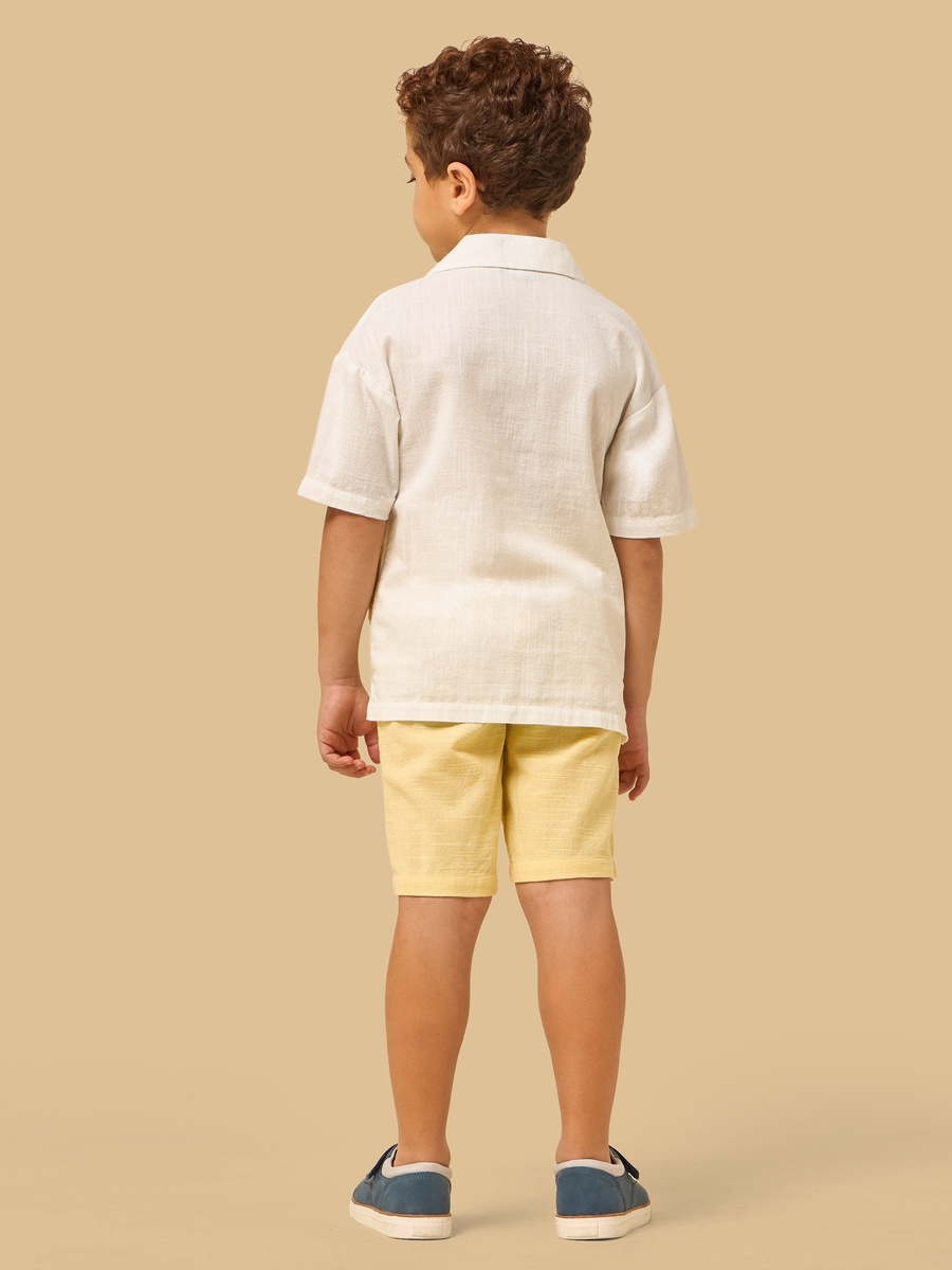 Towel Embroidered Cotton Shirt and Shorts Set