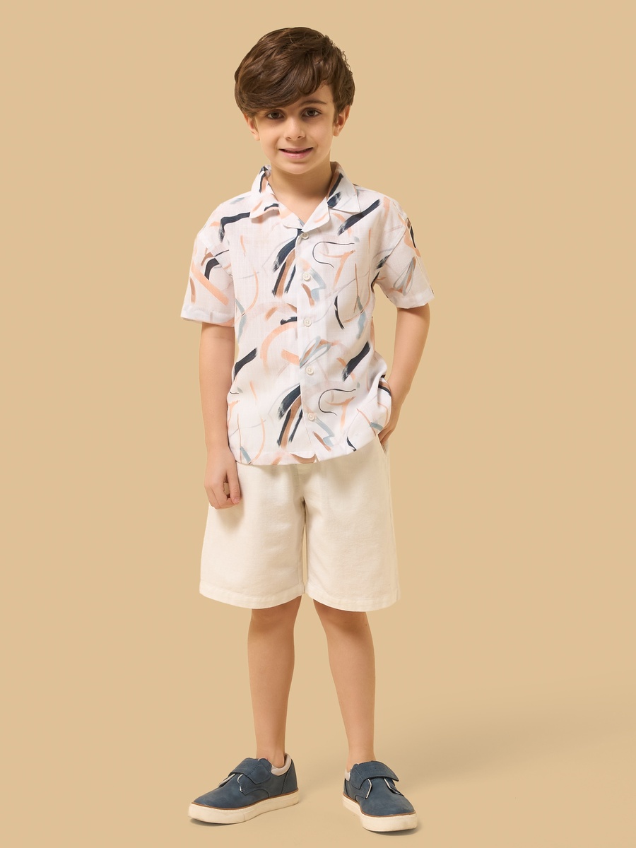 Abstract Print Shirt and Shorts Set