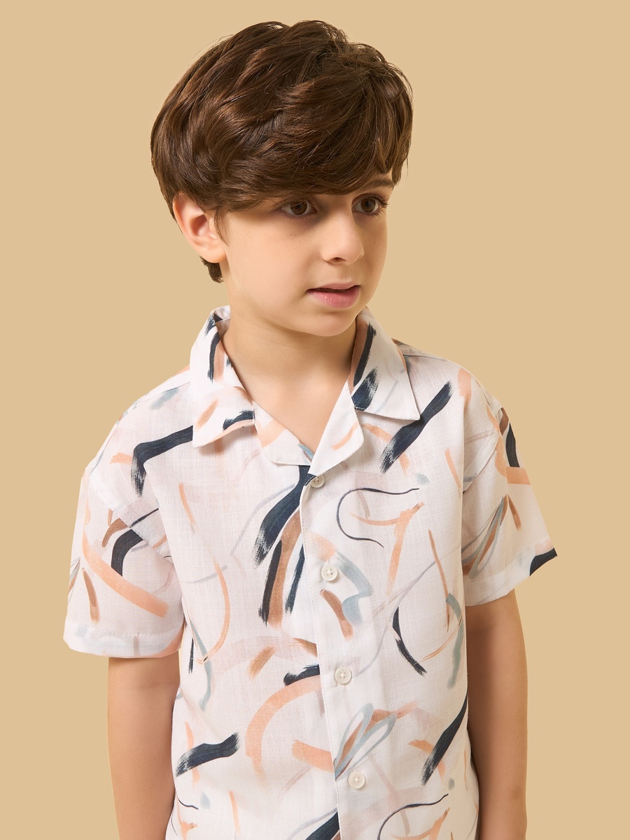 Abstract Print Shirt and Shorts Set