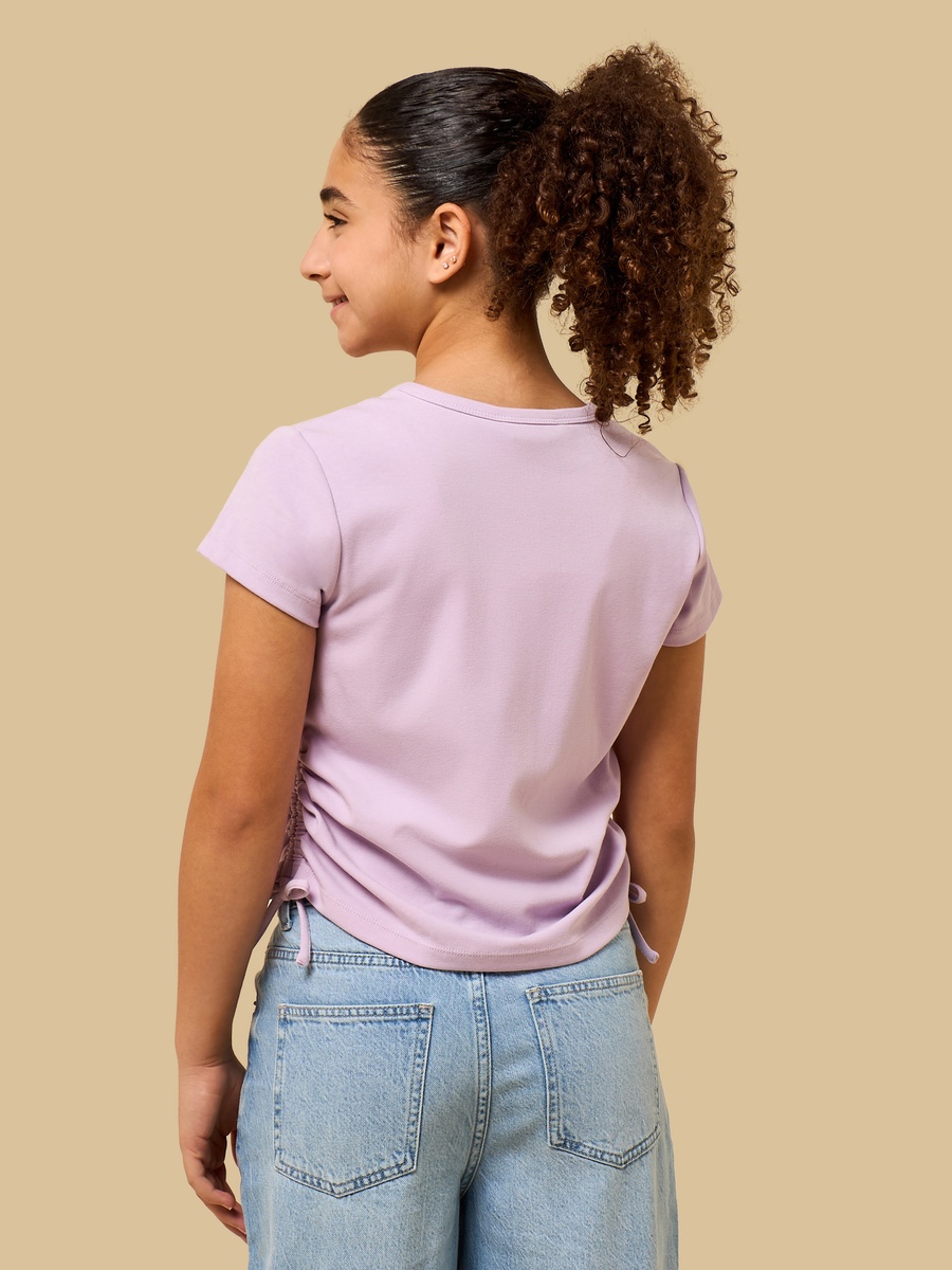 Stitch Print Loose Fit T-Shirt with Side Ruching