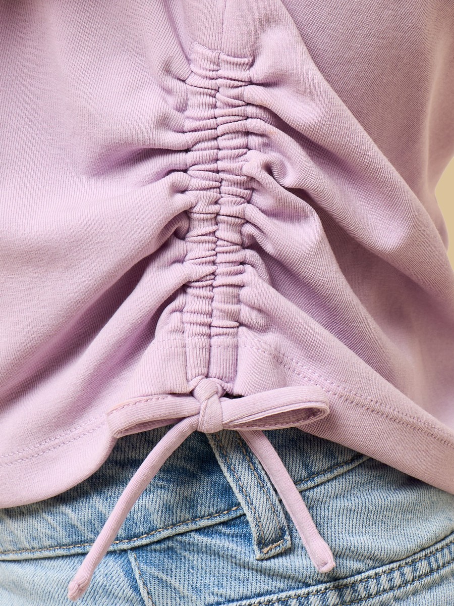 Stitch Print Loose Fit T-Shirt with Side Ruching