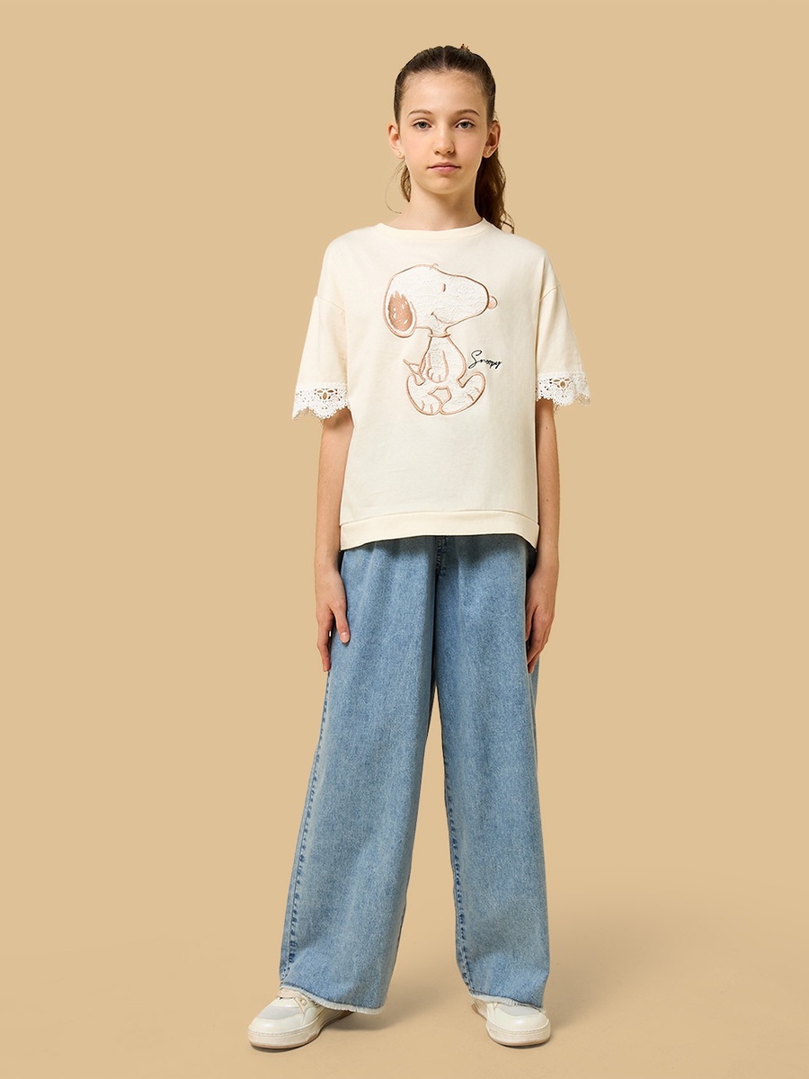 Snoopy Embroidered Oversized Cotton T-Shirt