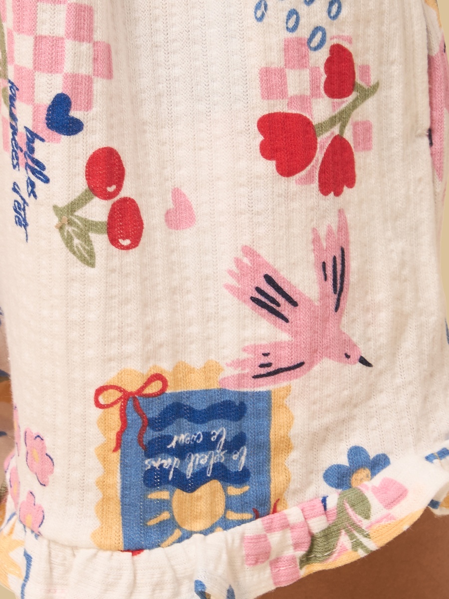 Printed Shorts with Ruffle Hem