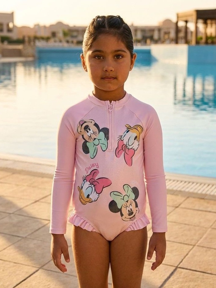 Minnie Mouse and Daisy Duck Print Swimsuit with Scrunchie