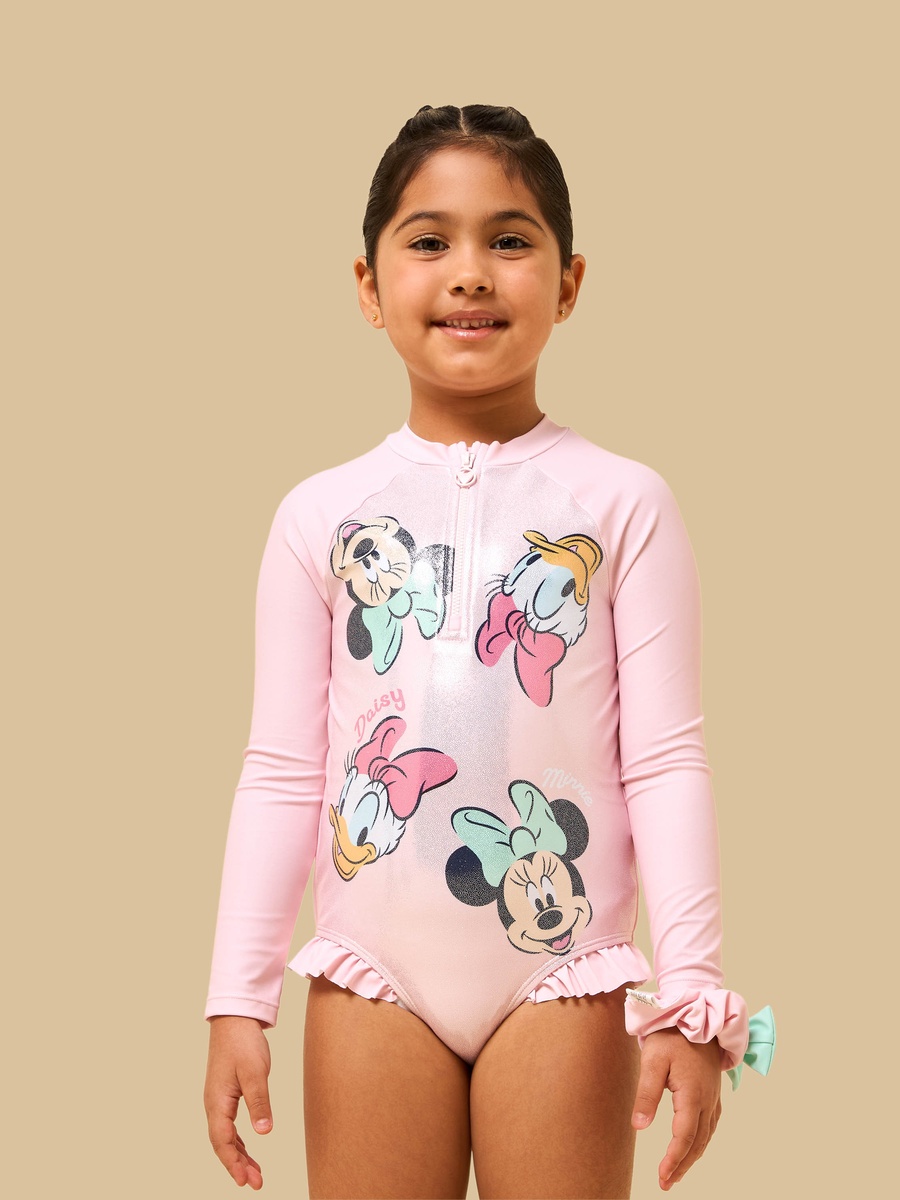 Minnie Mouse and Daisy Duck Print Swimsuit with Scrunchie