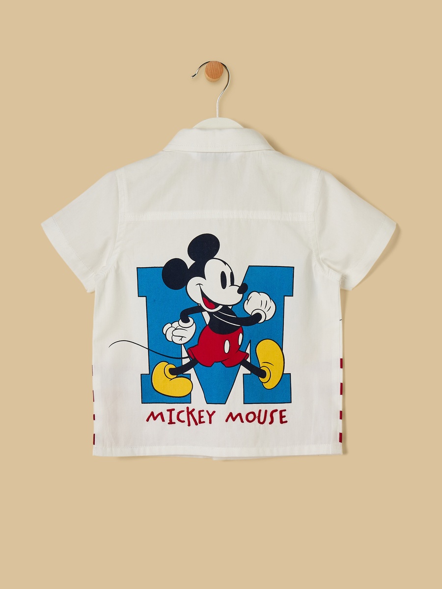 Mickey Mouse Print Shirt and Shorts Set