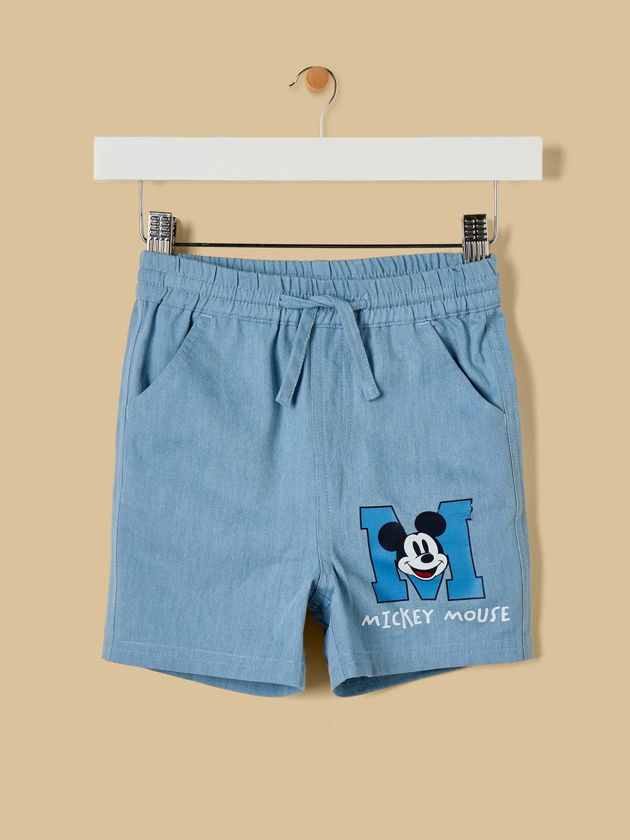 Mickey Mouse Print Shirt and Shorts Set