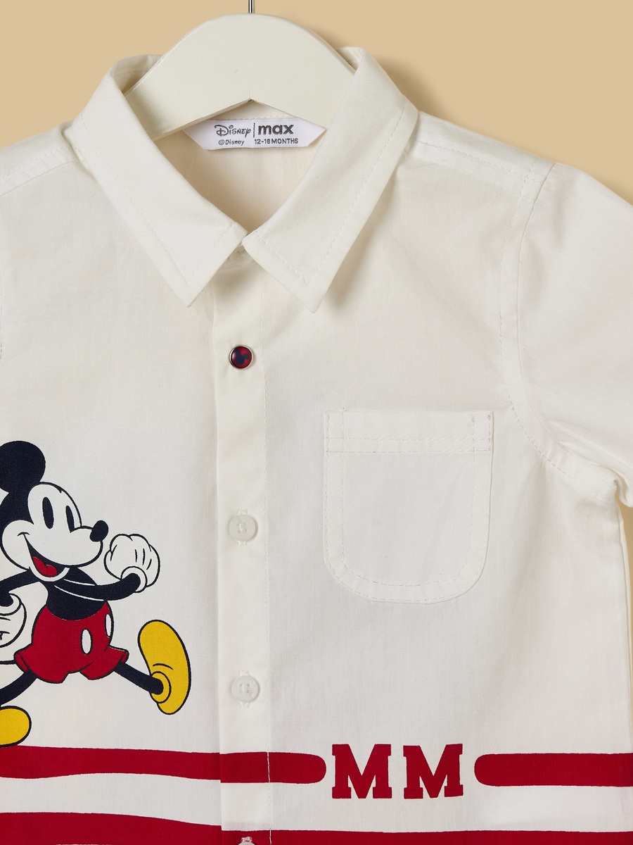 Mickey Mouse Print Shirt and Shorts Set