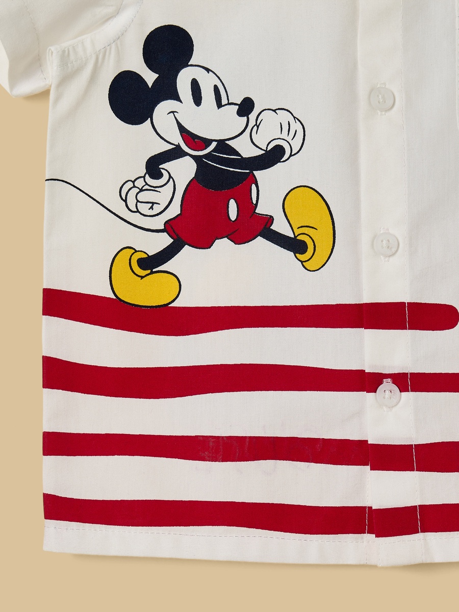 Mickey Mouse Print Shirt and Shorts Set