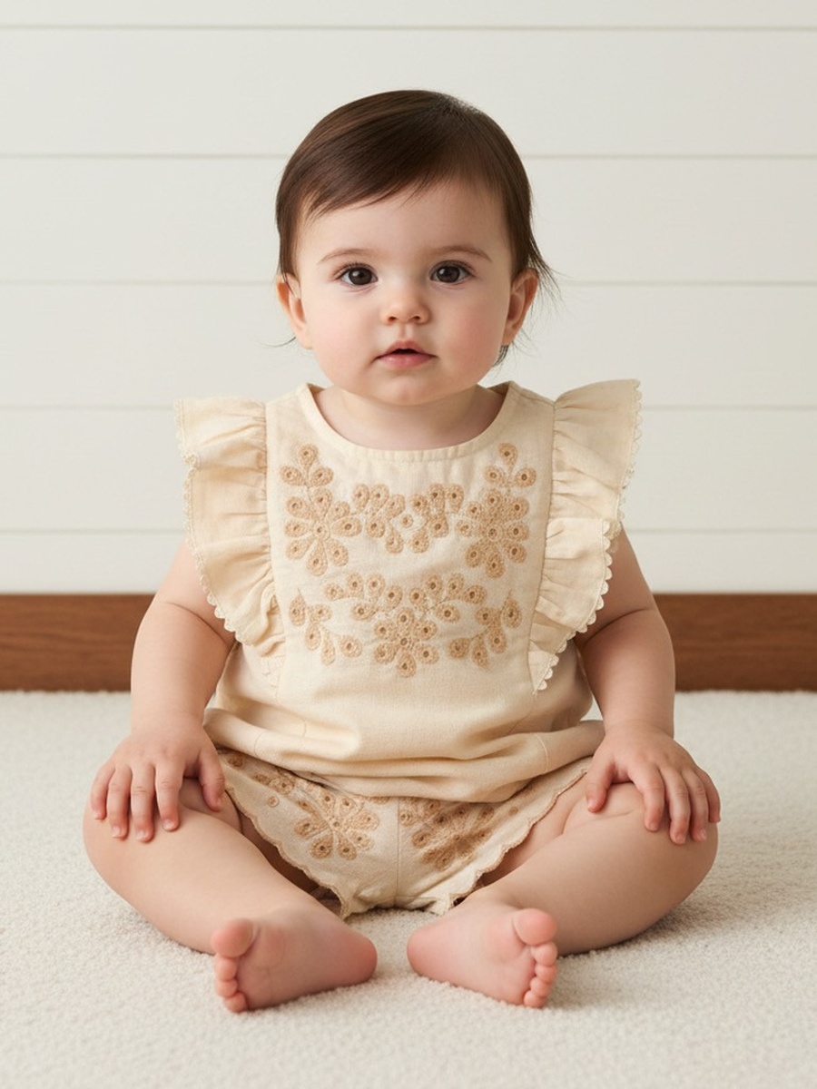 Embroidered Sleeveless Top and Shorts Set