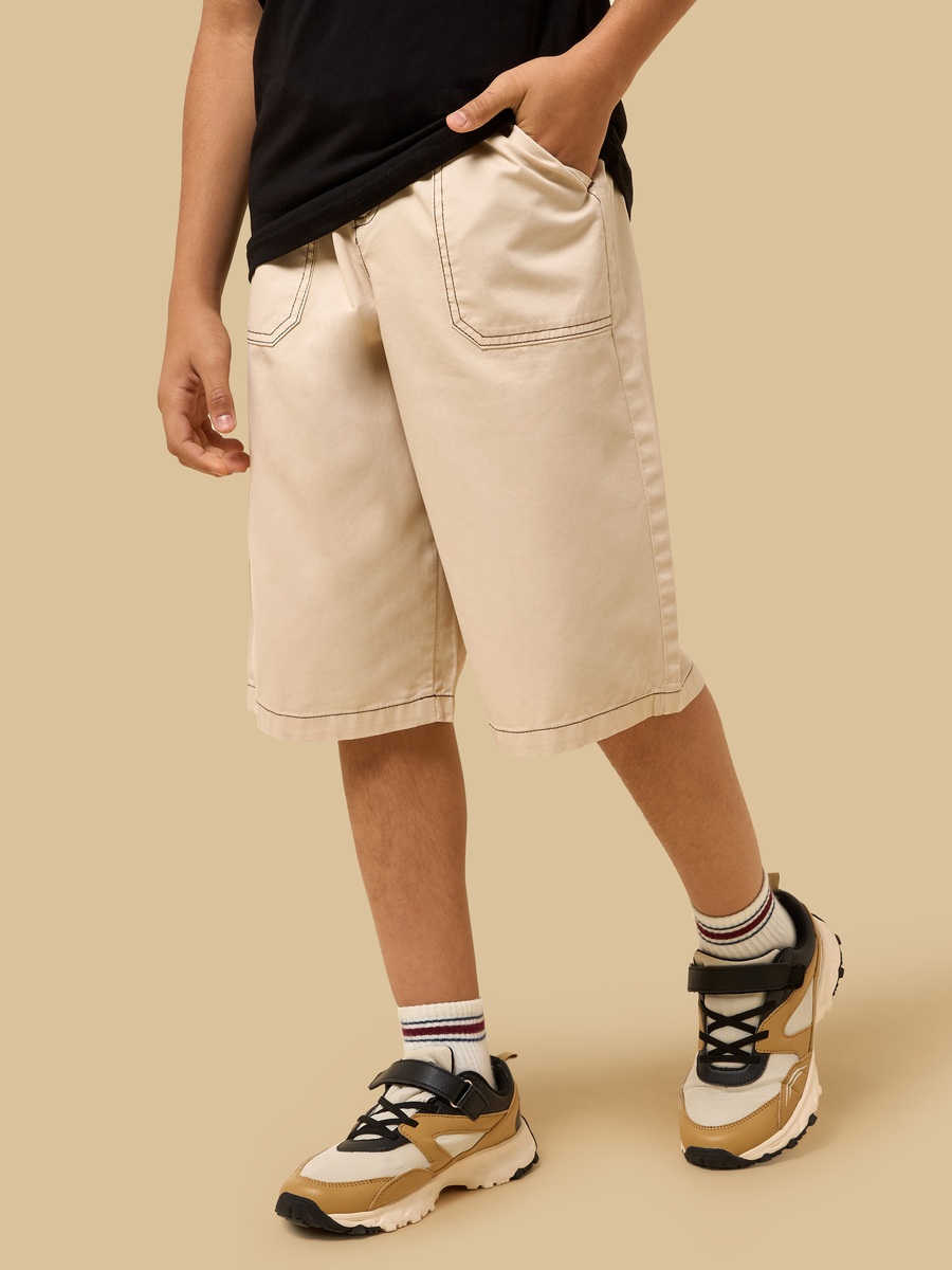 Contrast Stitch Cotton Shorts