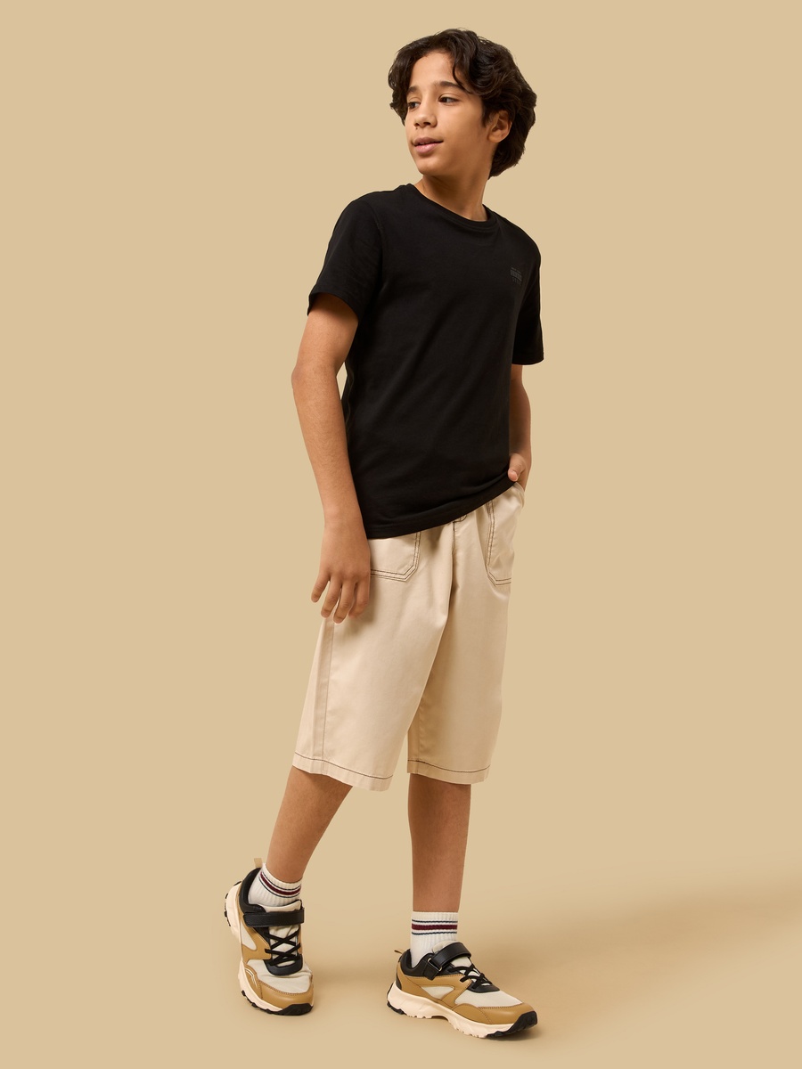 Contrast Stitch Cotton Shorts
