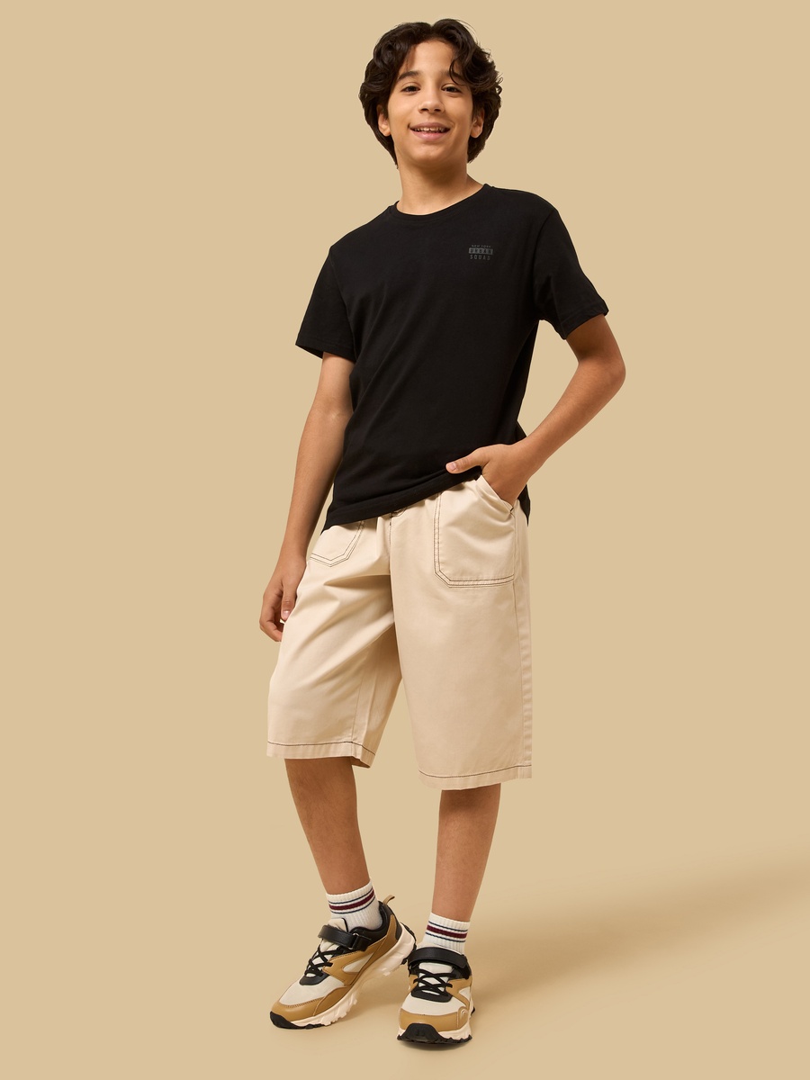 Contrast Stitch Cotton Shorts