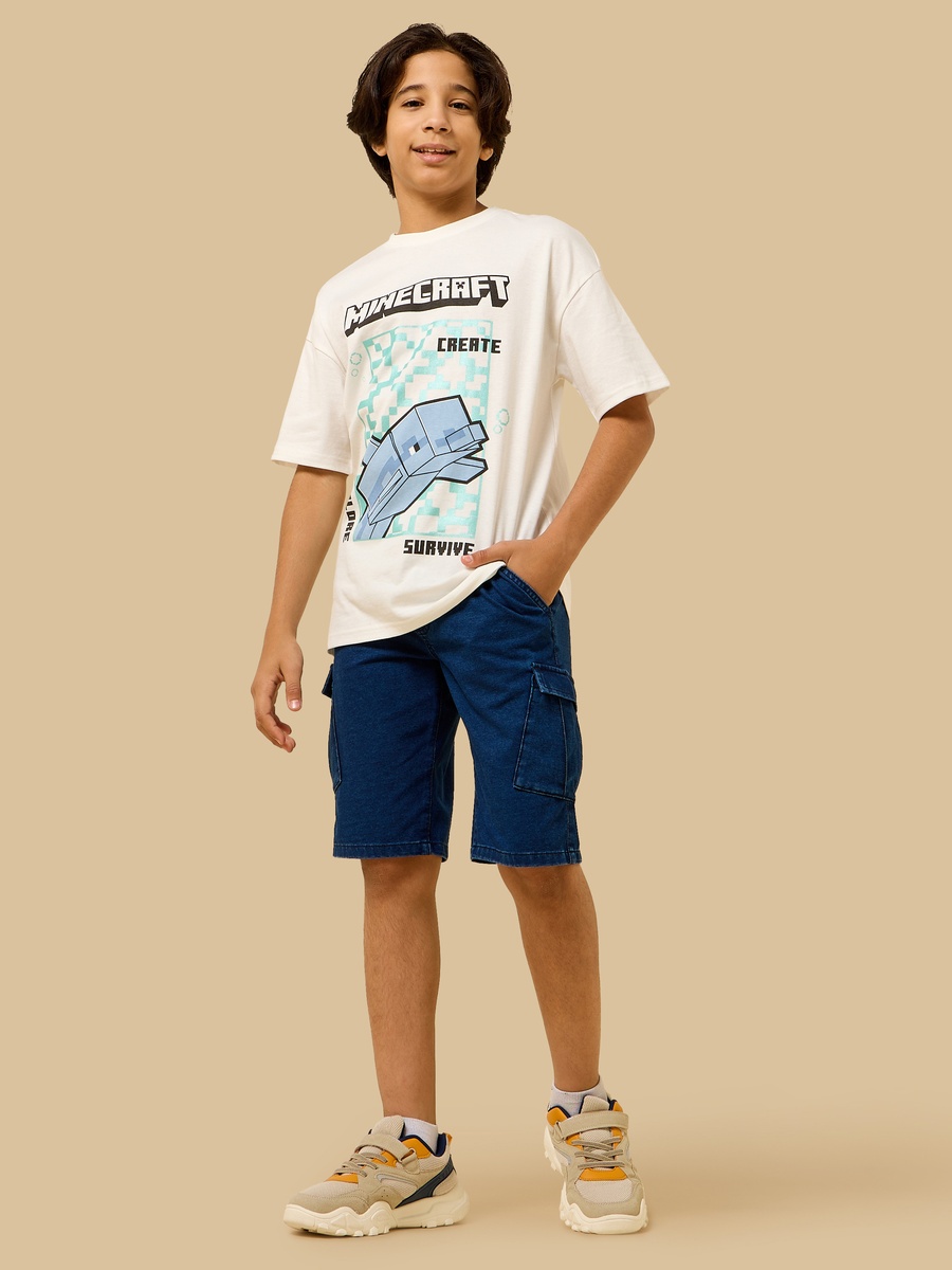Cotton Denim Cargo Shorts