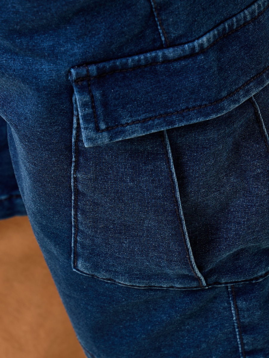 Cotton Denim Cargo Shorts