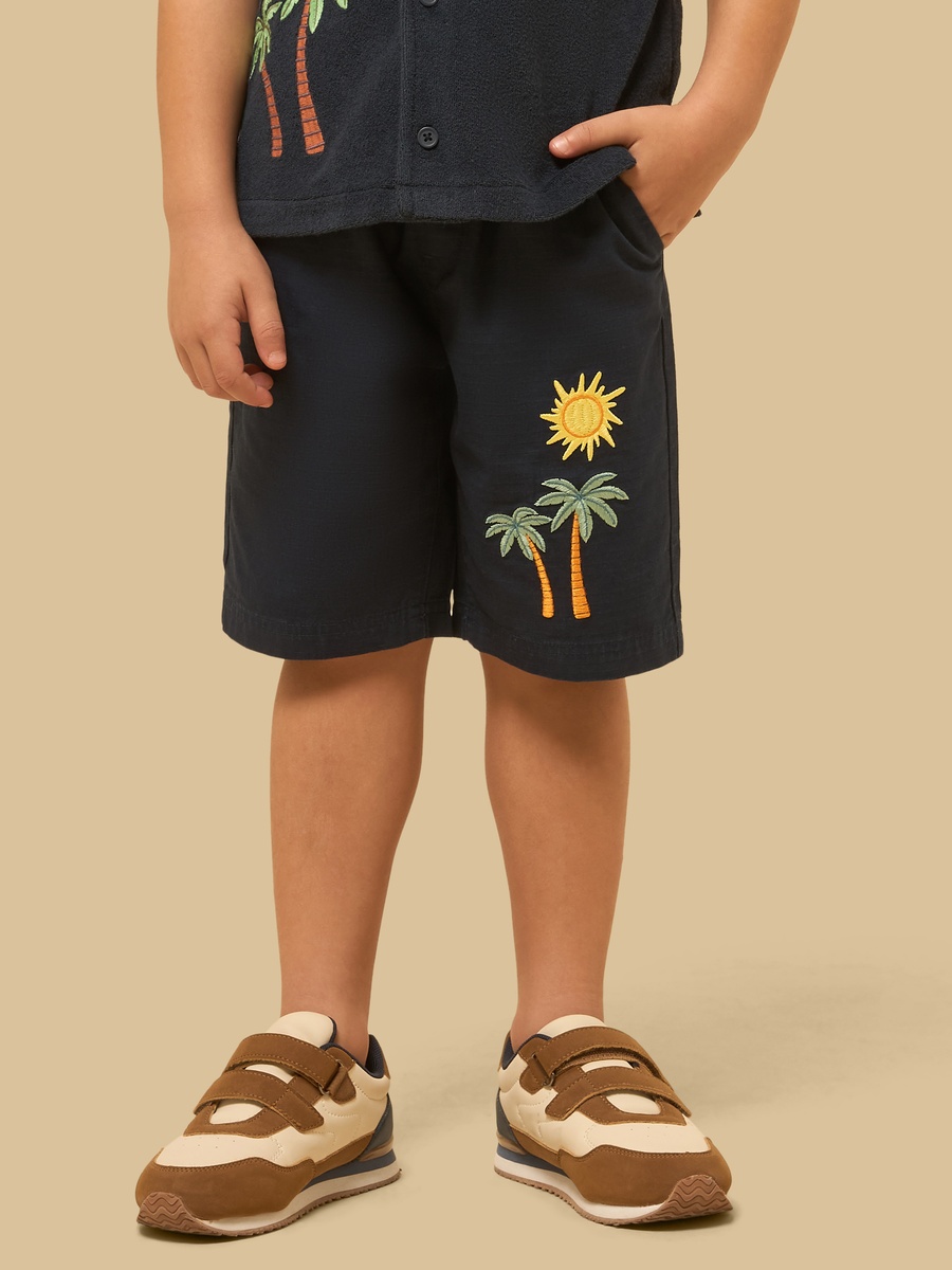 Embroidered Pull-On Shorts