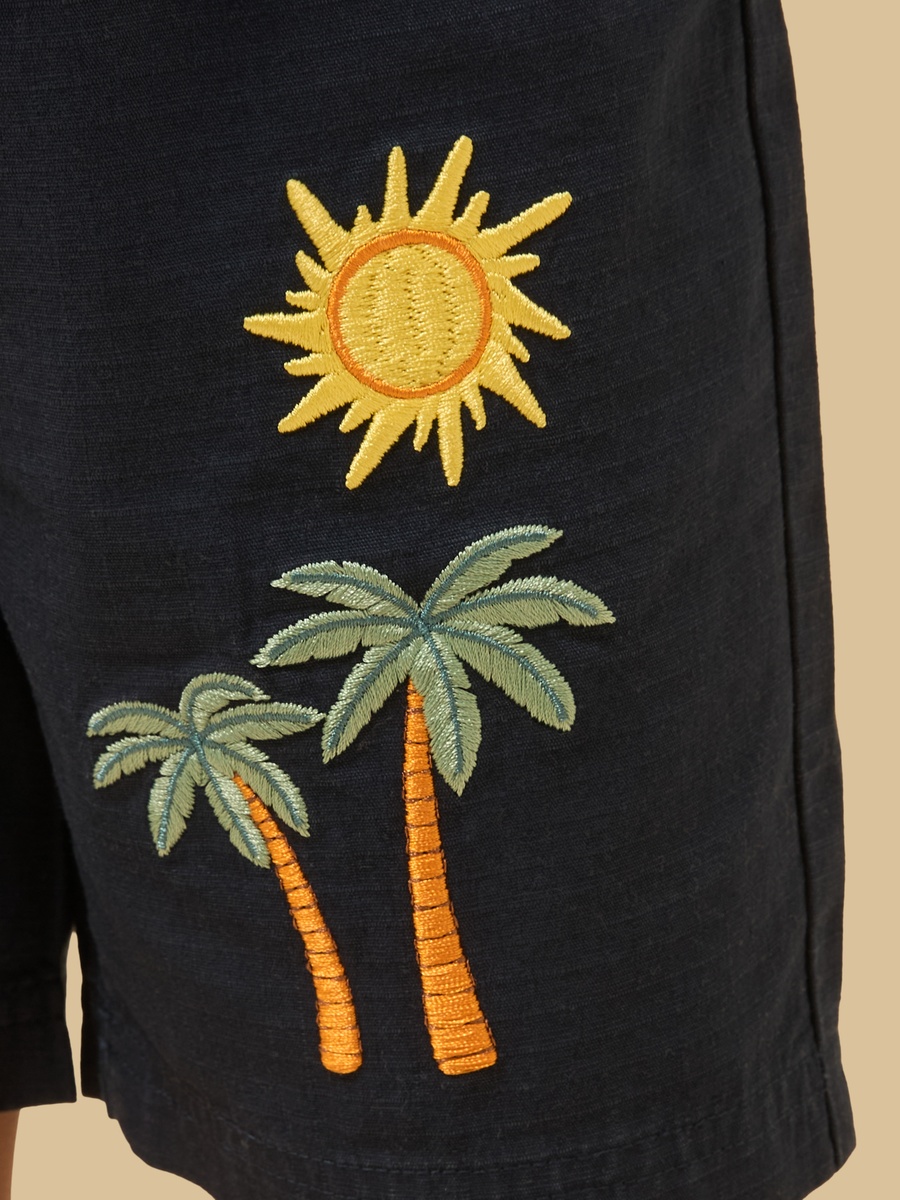 Embroidered Pull-On Shorts