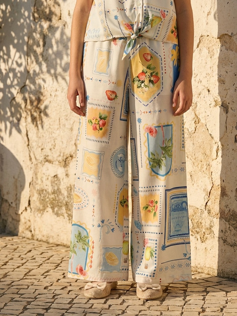 Printed Wide Leg Pants