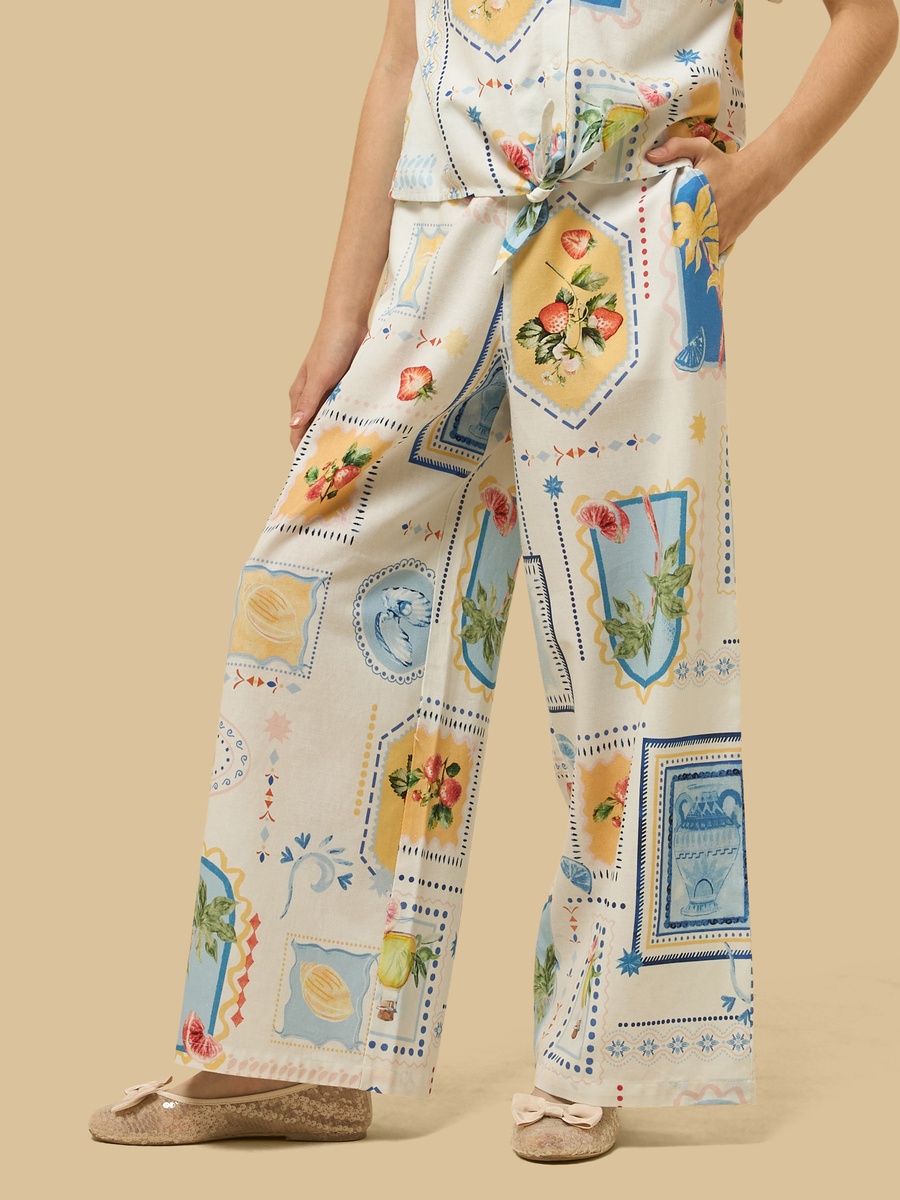 Printed Wide Leg Pants