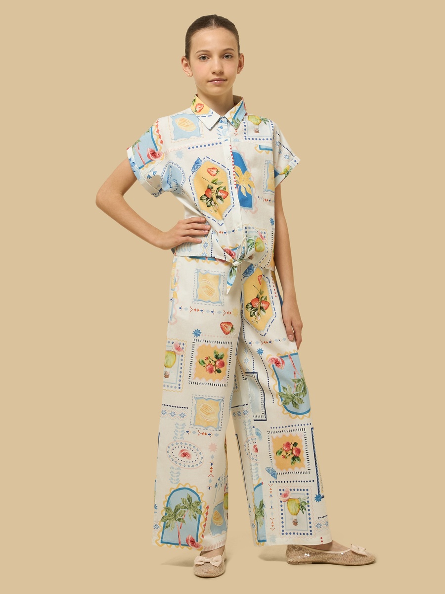 Printed Wide Leg Pants