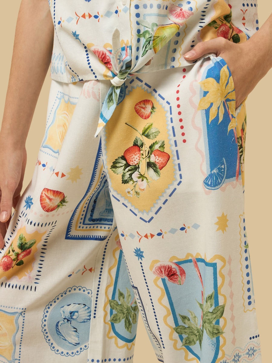 Printed Wide Leg Pants