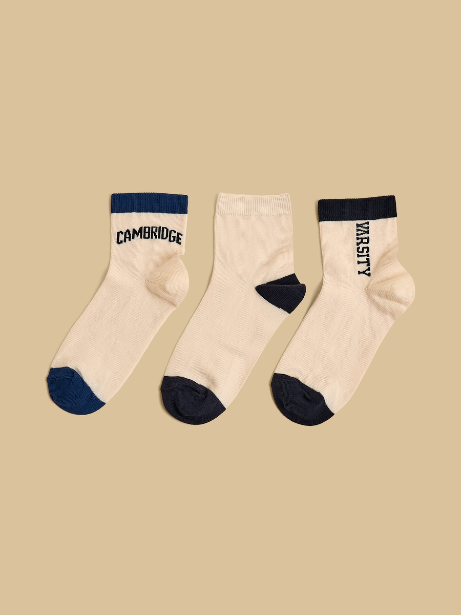 Pack of 3 - Varsity Print Ankle Length Socks