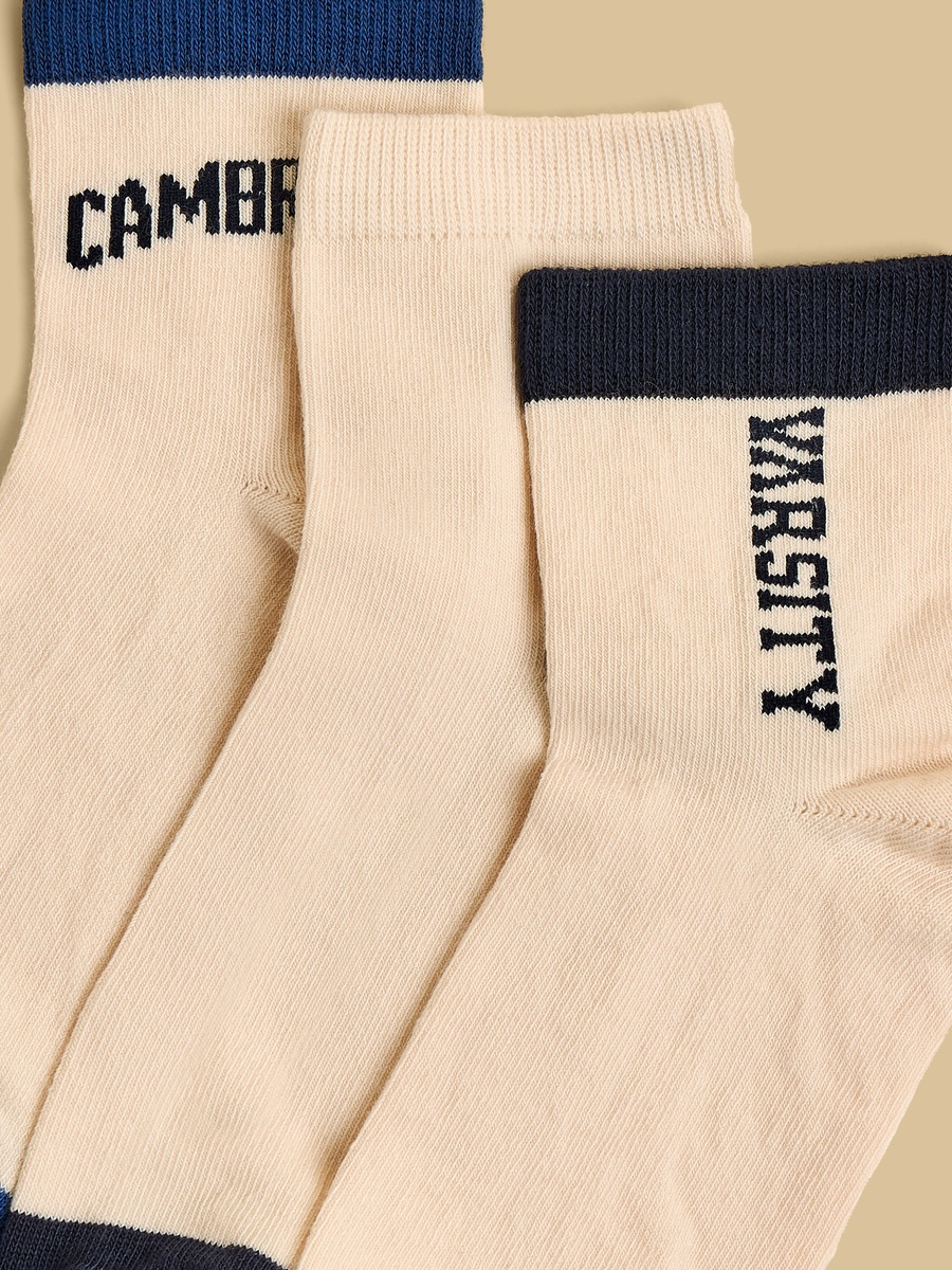 Pack of 3 - Varsity Print Ankle Length Socks