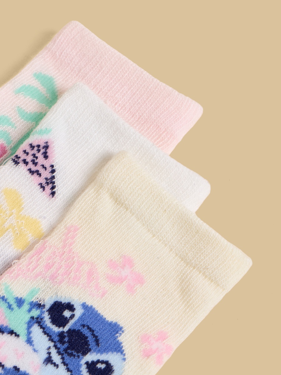 Pack Of 3 - Stitch Print Anti-Skid Ankle Length Socks