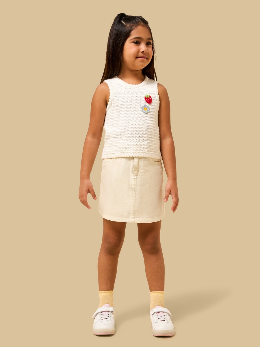 Applique Detail Sleeveless Cotton Crochet Top