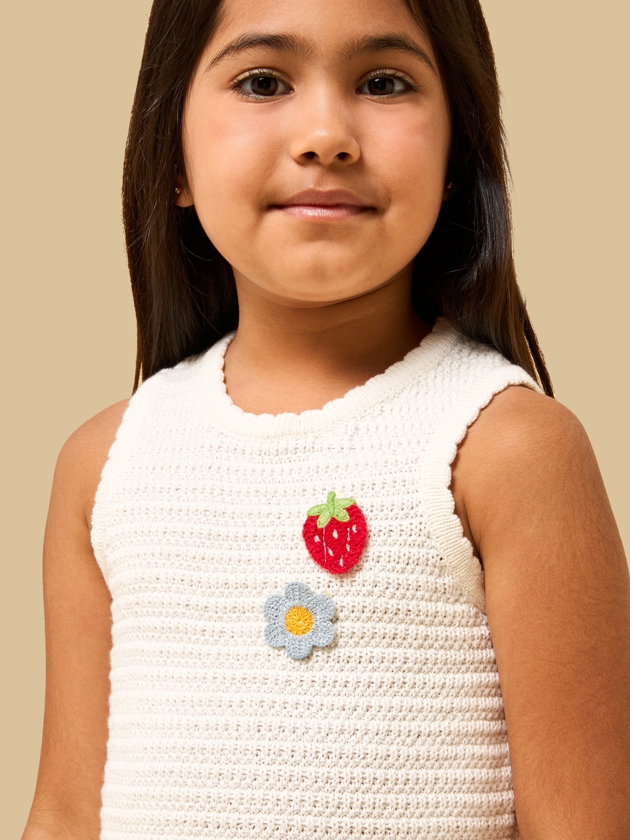 Applique Detail Sleeveless Cotton Crochet Top