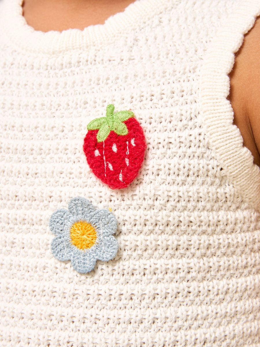 Applique Detail Sleeveless Cotton Crochet Top