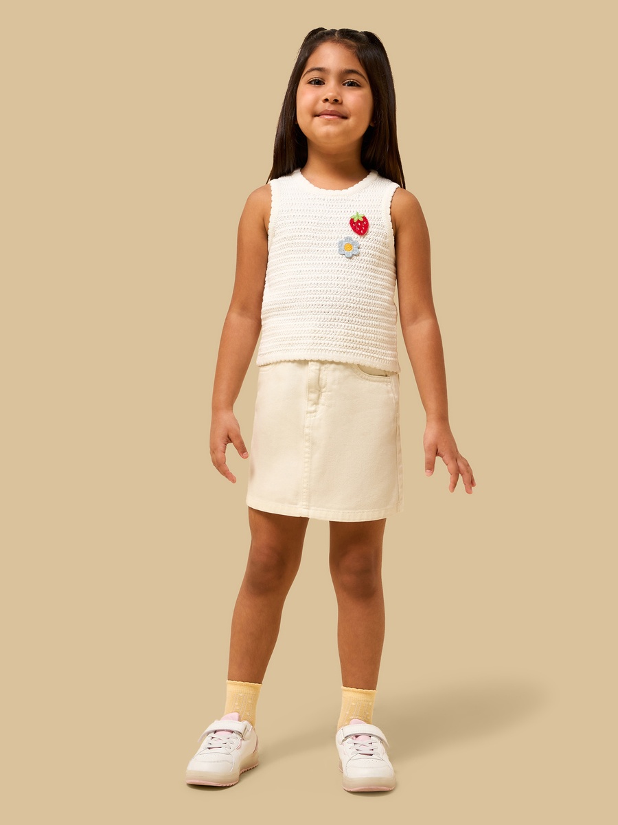 Applique Detail Sleeveless Cotton Crochet Top