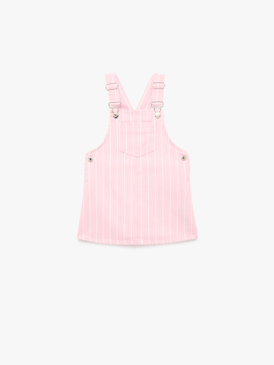 Striped Sleeveless Overall Denim Dress