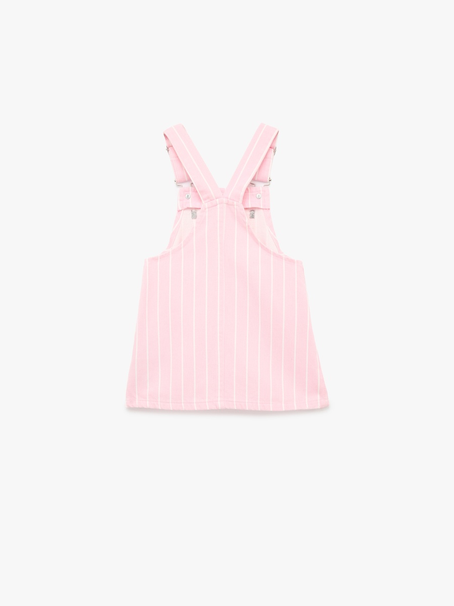 Striped Sleeveless Overall Denim Dress
