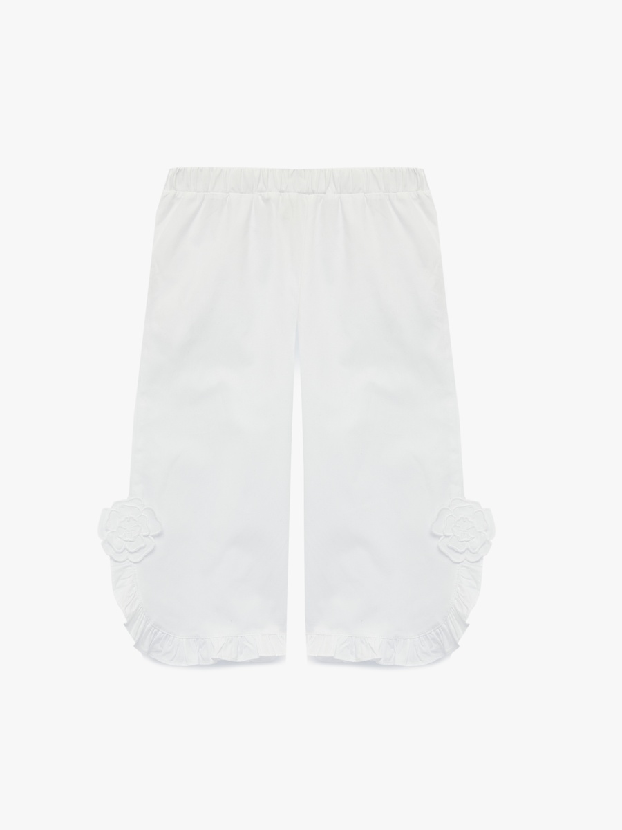 Plain Trousers with Ruffle Trim