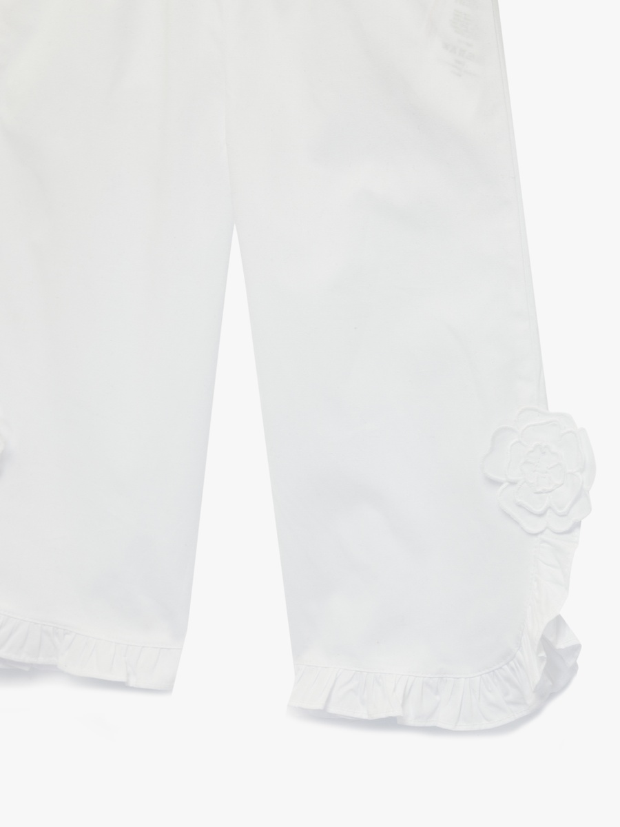 Plain Trousers with Ruffle Trim