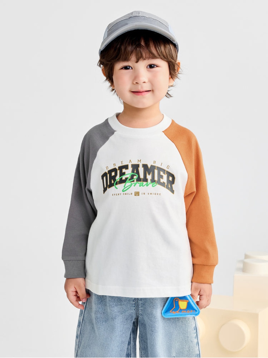 تيشيرت للجنسين بأكمام طويلة وأكمام متباينة