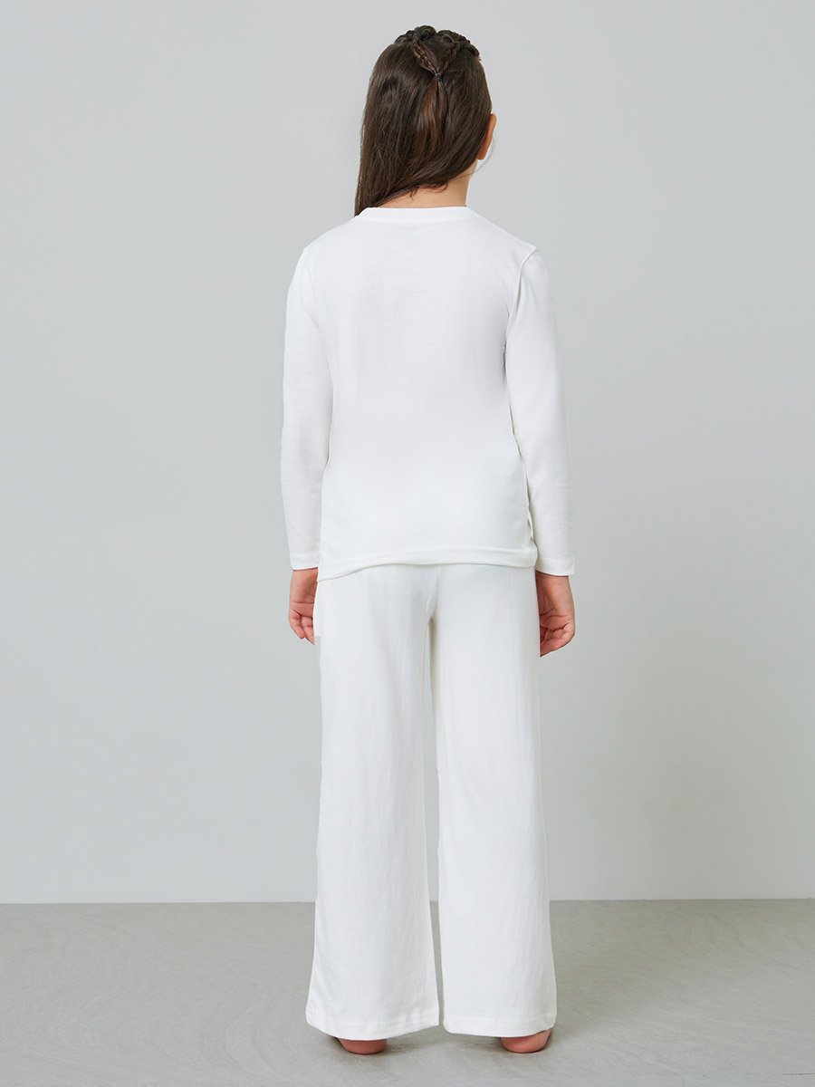 Girls Bow Print Cotton T-Shirt and Pyjama Set